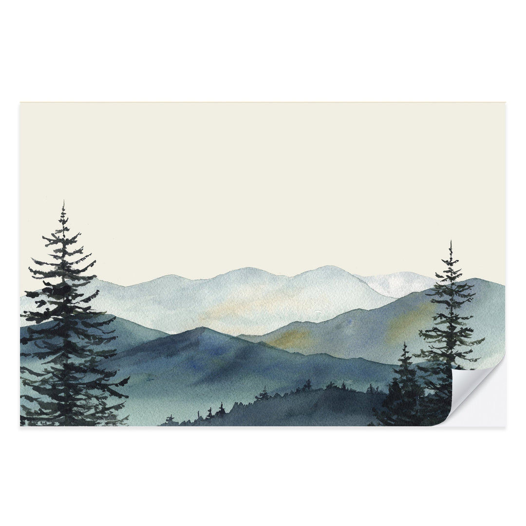 Watercolor Great Smoky Mountains ridgeline paper placemat from a tear-off pad of 25
