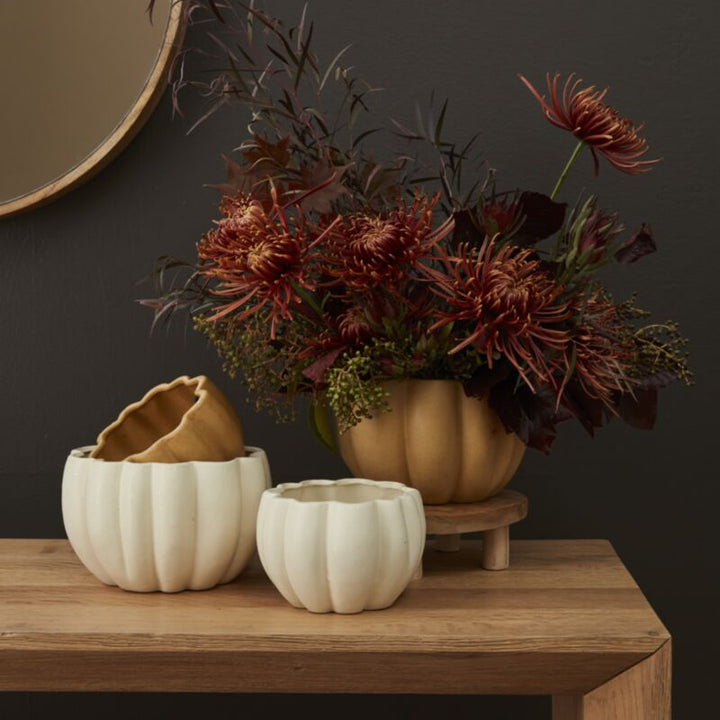 White Ceramic Pumpkin Pot