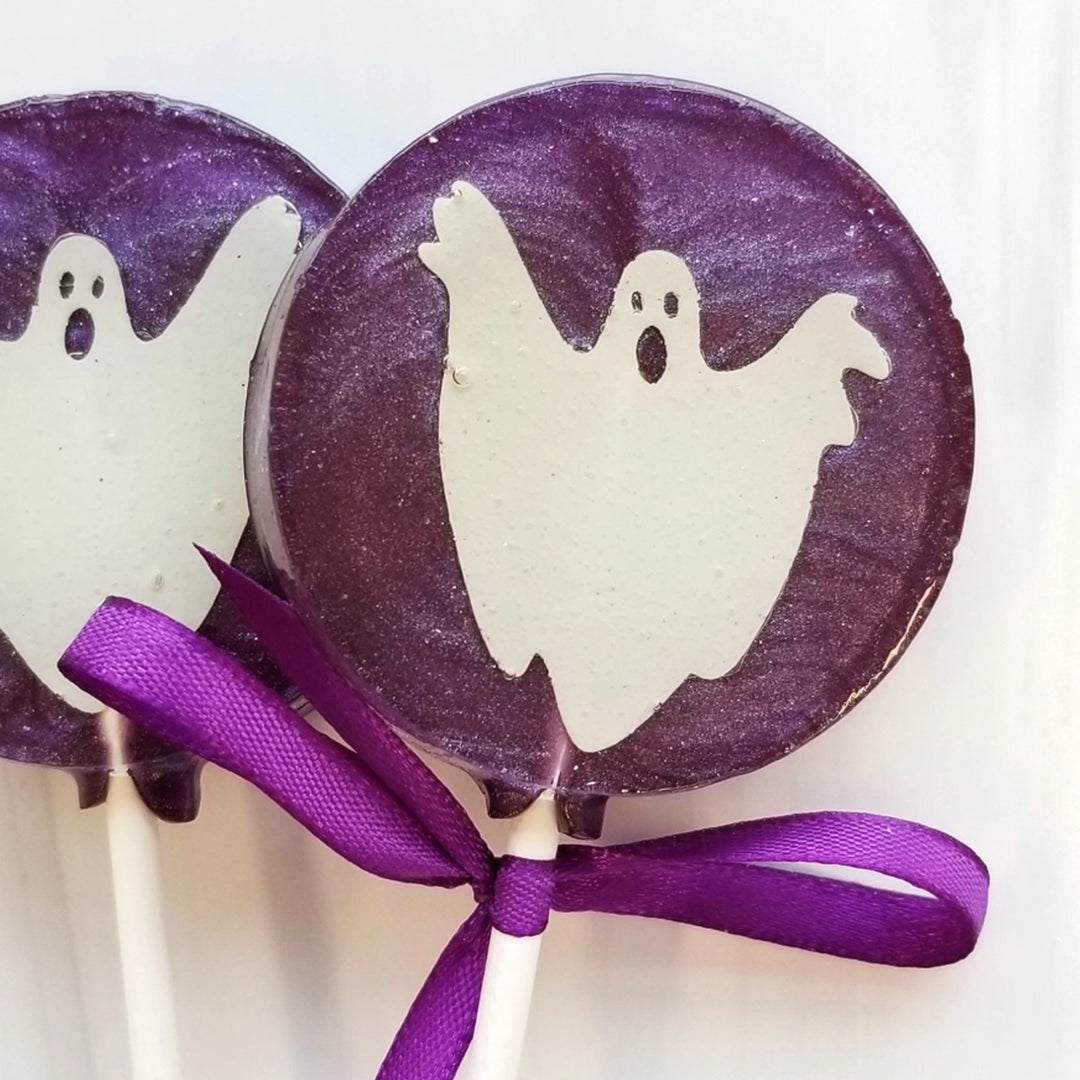 SPOOKY GHOST COTTON CANDY FLAVORED LOLLIPOP Sweet Caroline Confections Candy Bonjour Fete - Party Supplies