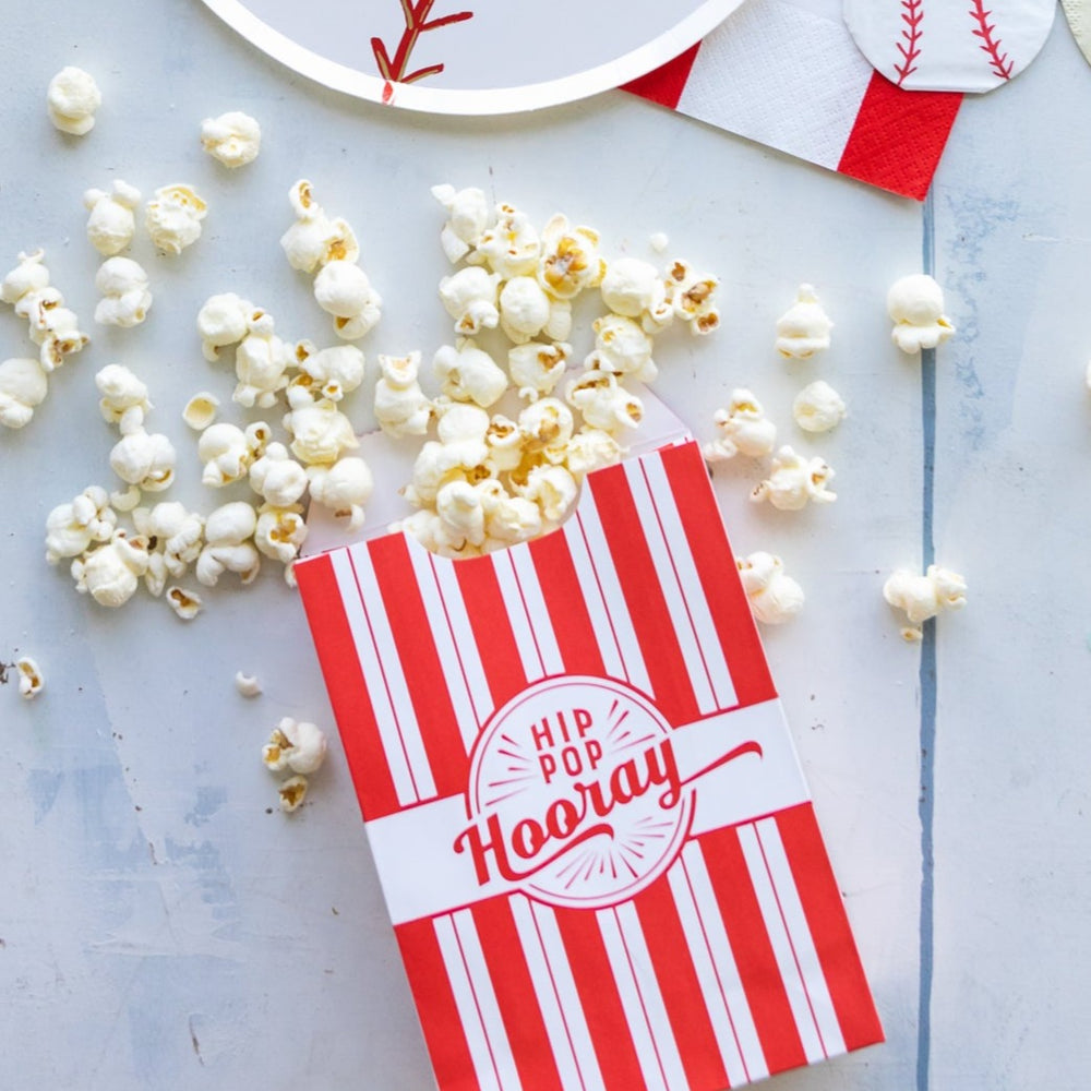 RED & WHITE STRIPED POPCORN BAGS My Mind’s Eye 0 Faire Bonjour Fete - Party Supplies