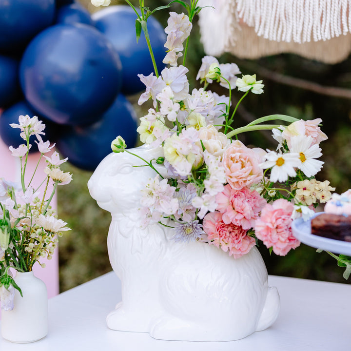 LARGE BUNNY WITH BOW VASE K&K Interiors Easter Home LARGE BUNNY WITH BOW VASE Bonjour Fete - Party Supplies