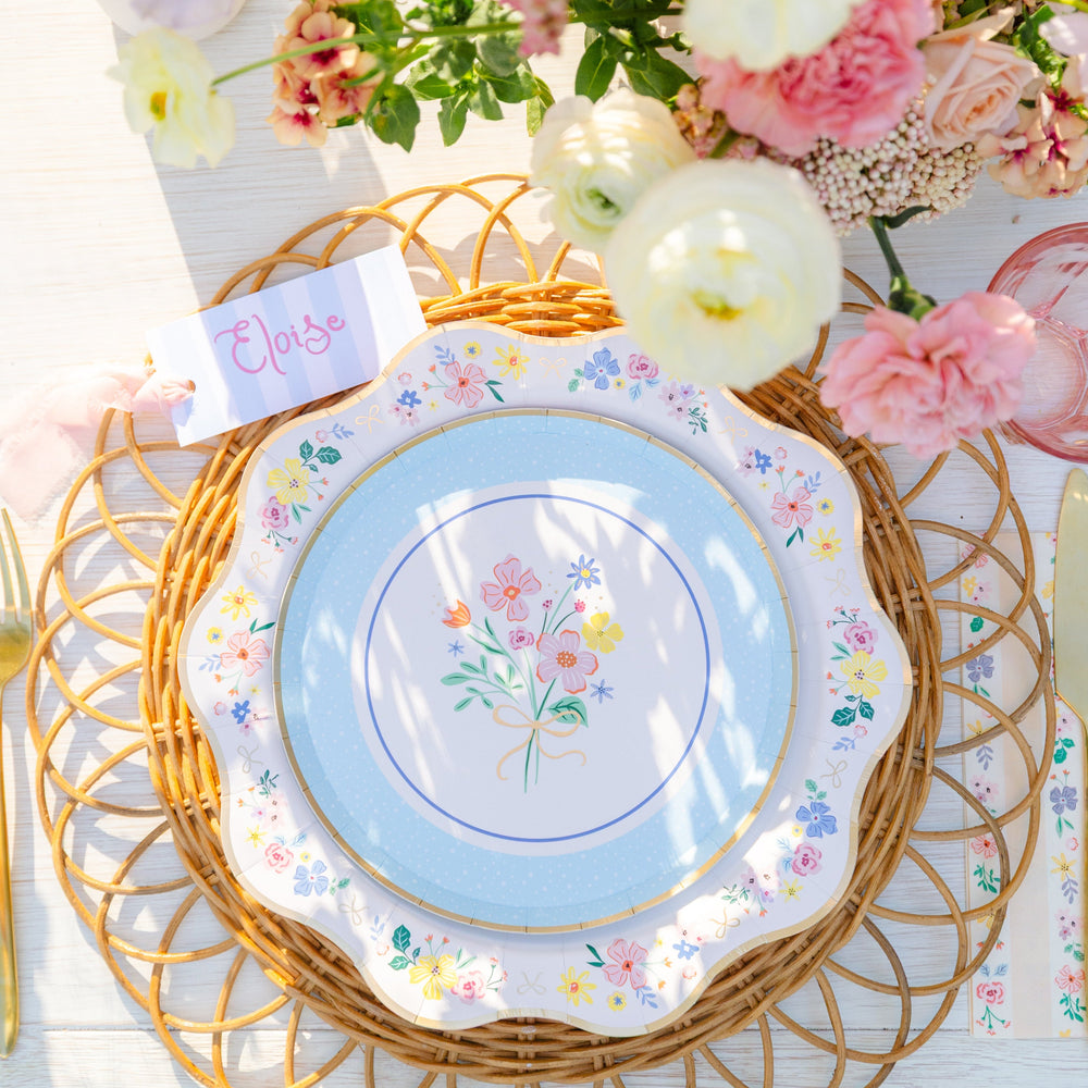 MULTICOLOR ELEGANT FLORAL DINNER PLATES Bonjour Fete Plates MULTICOLOR ELEGANT FLORAL DINNER PLATES Bonjour Fete - Party Supplies