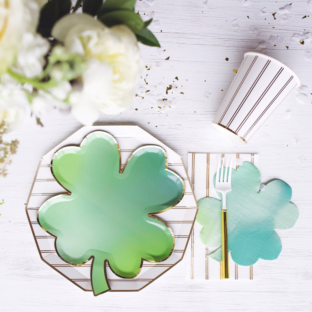 CLOVER LEAF PLATES Meri Meri St. Patrick's Day Bonjour Fete - Party Supplies