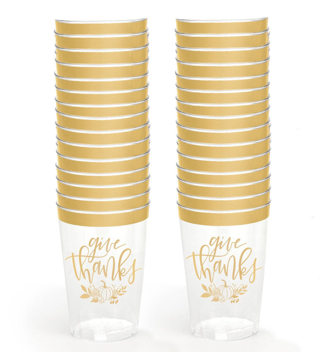 Give Thanks Cups - 30 gold foil plastic cups
