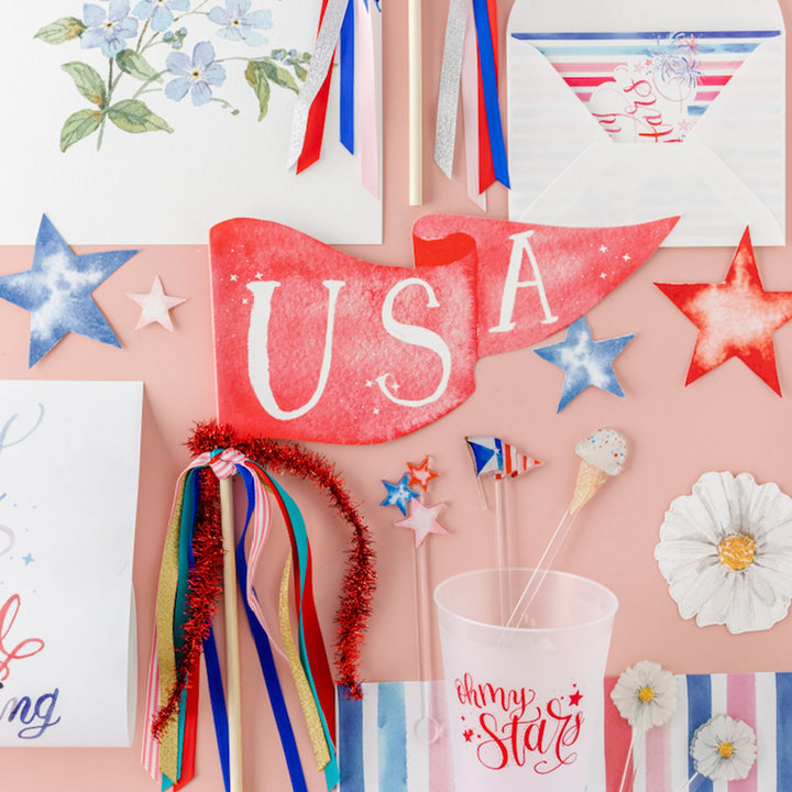 USA Party Pennant Cami Monet Party Pennants USA Party Pennant Bonjour Fete - Party Supplies