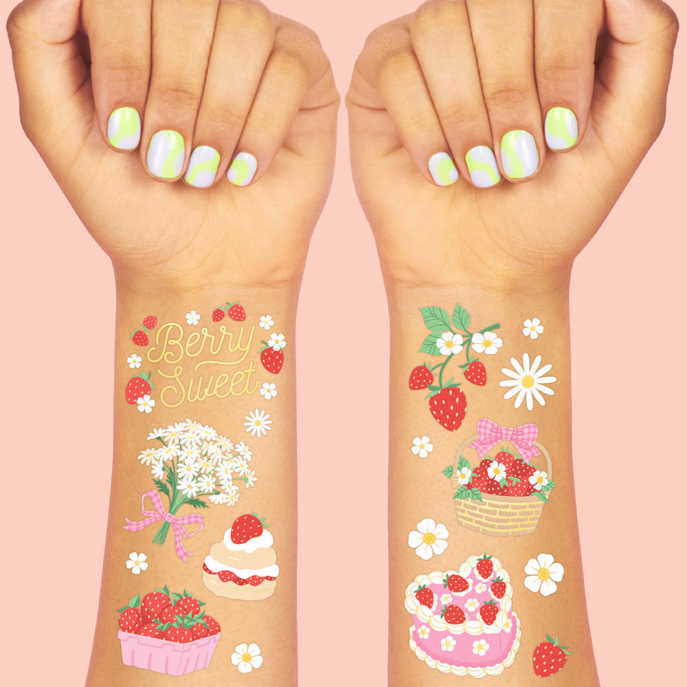 Berry Sweet Tats - 60 foil temporary tattoos xo, Fetti Temporary Tattoos Berry Sweet Tats - 60 foil temporary tattoos Bonjour Fete - Party Supplies
