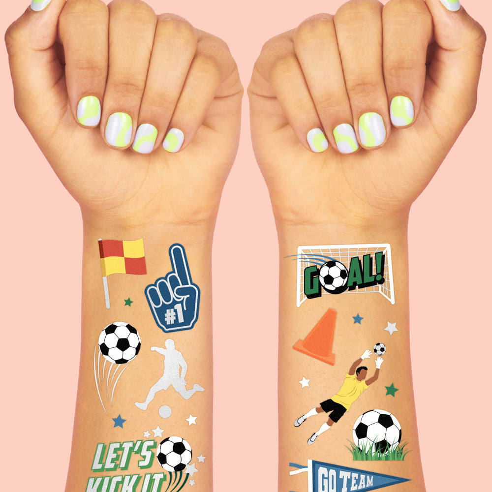Soccer Tats - 54 foil temporary tattoos - Bonjour Fête 