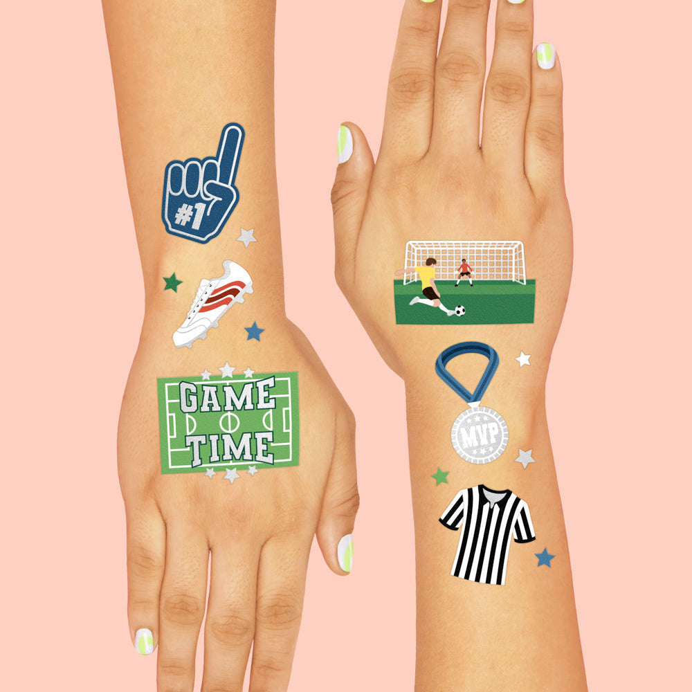 Soccer Tats - 54 foil temporary tattoos - Bonjour Fête 