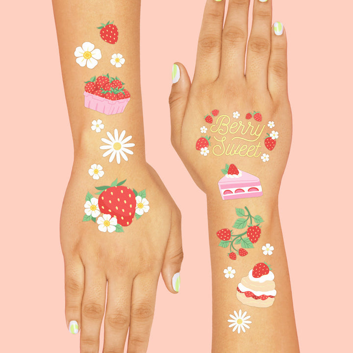 Berry Sweet Tats - 60 foil temporary tattoos xo, Fetti Temporary Tattoos Berry Sweet Tats - 60 foil temporary tattoos Bonjour Fete - Party Supplies
