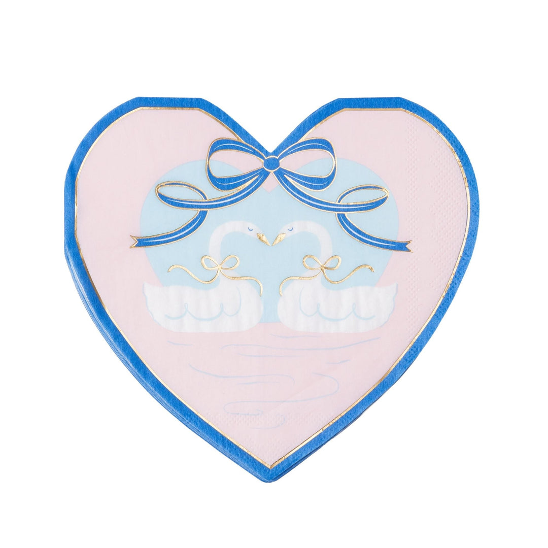 Heart-shaped swan print napkins for a bridal shower or engagement party