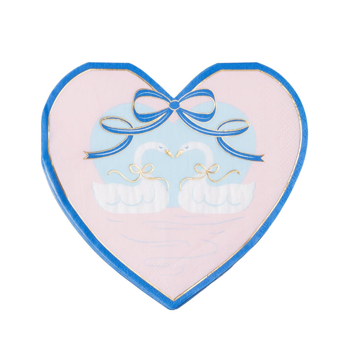 Heart-shaped swan print napkins for a bridal shower or engagement party