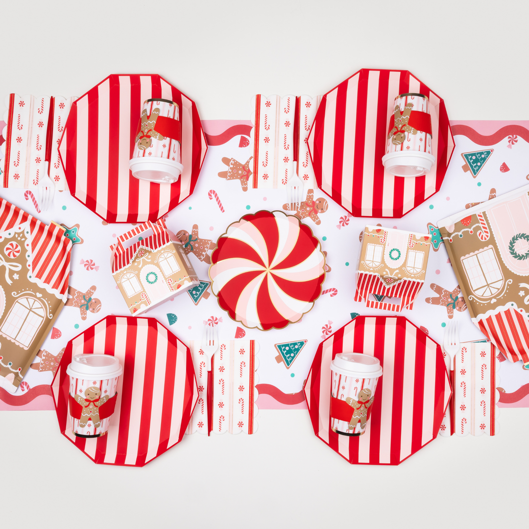 PINK & RED SIGNATURE CABANA STRIPE PLATES Bonjour Fete Plates PINK & RED SIGNATURE CABANA STRIPE PLATES Bonjour Fete - Party Supplies