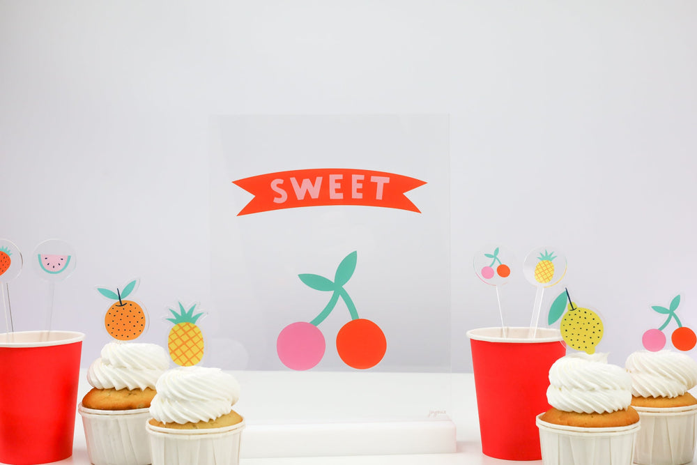 Acrylic Sweet Love mini cupcake toppers from Joyeux Company