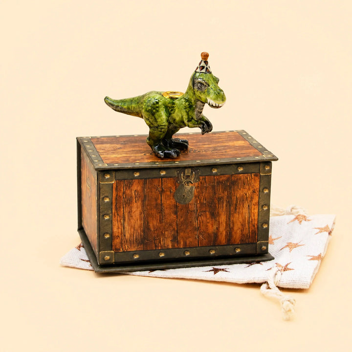 T-Rex Cake Topper | Porcelain Party Animal | Dinosaur Candle Holder