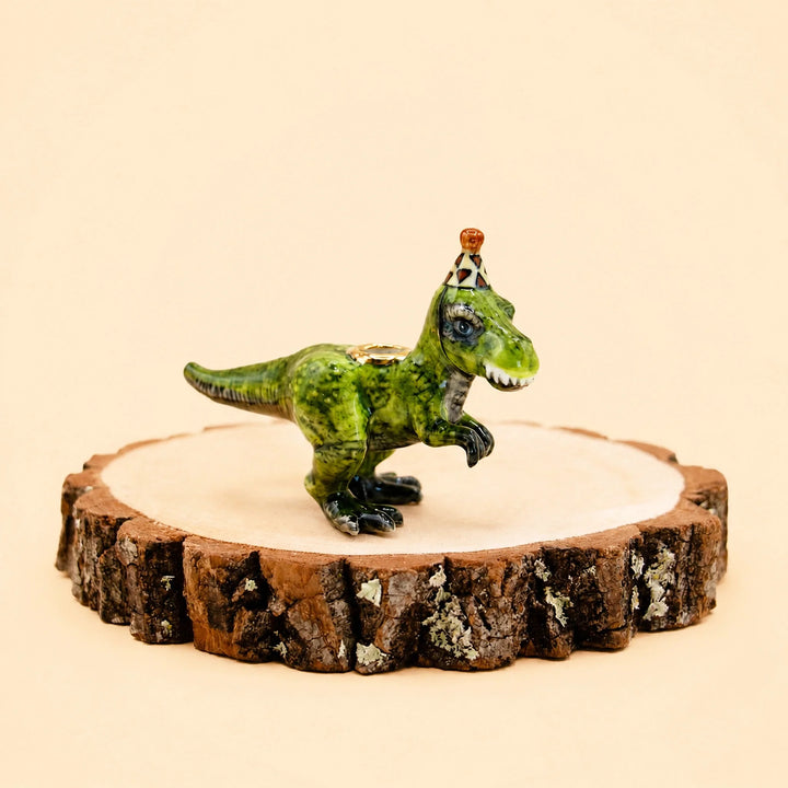 T-Rex Cake Topper | Porcelain Party Animal | Dinosaur Candle Holder