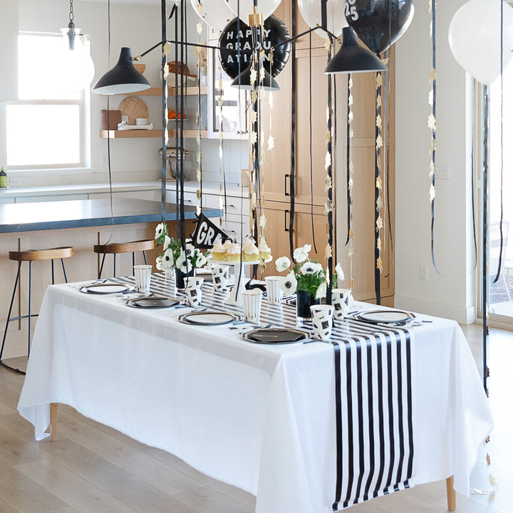 TARGET BLACK AND WHITE TABLE RUNNER Bonjour Fete Table Covers & Placemats TARGET BLACK AND WHITE TABLE RUNNER Bonjour Fete - Party Supplies