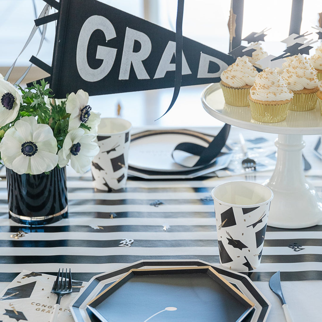 TARGET BLACK AND WHITE TABLE RUNNER Bonjour Fete Table Covers & Placemats TARGET BLACK AND WHITE TABLE RUNNER Bonjour Fete - Party Supplies