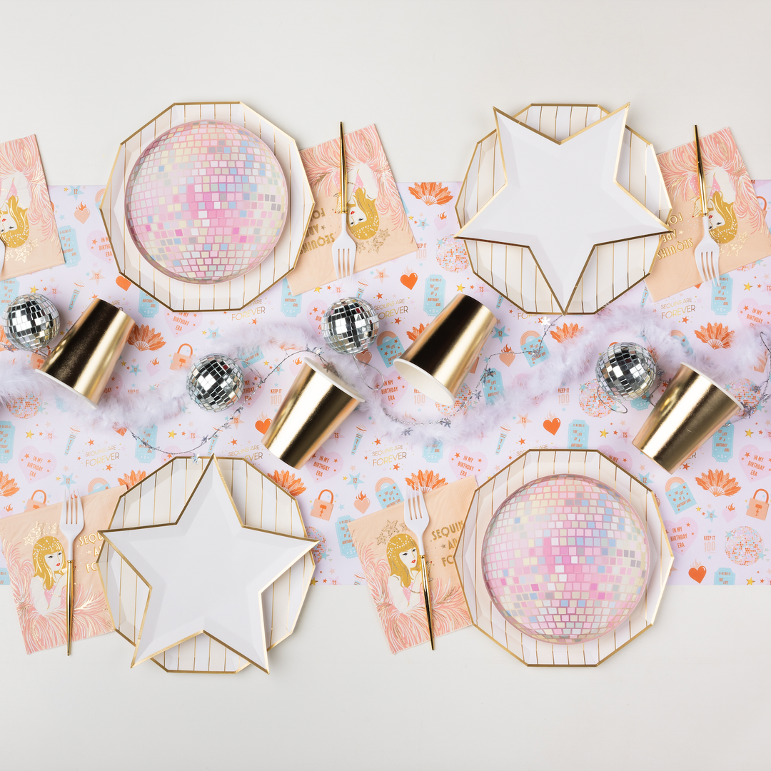 CHAMPAGNE FIZZ SIGNATURE CABANA STRIPE PLATES Bonjour Fete Plates CHAMPAGNE FIZZ SIGNATURE CABANA STRIPE PLATES Bonjour Fete - Party Supplies