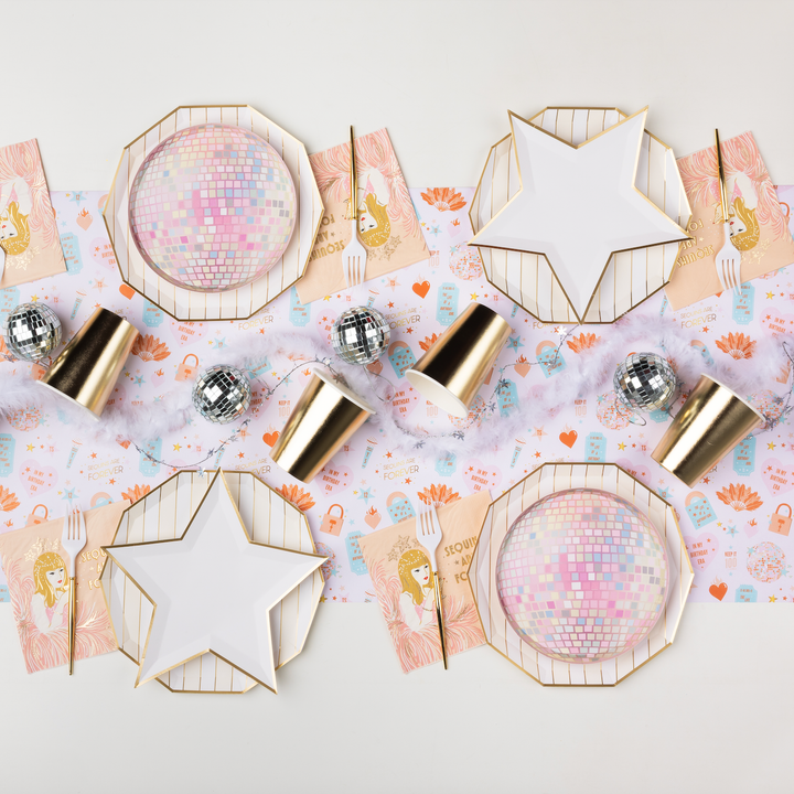 CHAMPAGNE FIZZ SIGNATURE CABANA STRIPE PLATES Bonjour Fete Plates CHAMPAGNE FIZZ SIGNATURE CABANA STRIPE PLATES Bonjour Fete - Party Supplies