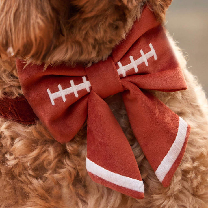 Football Embroidered Lady Bow Collar