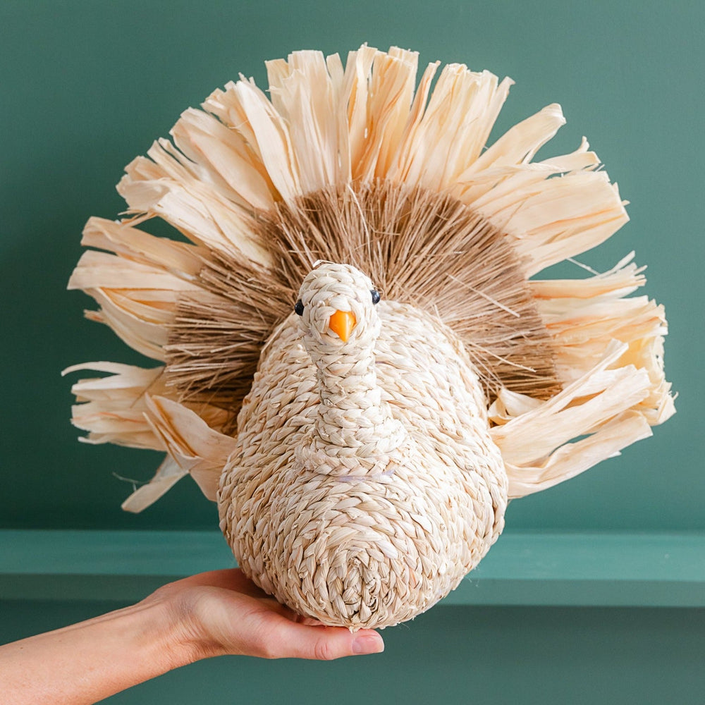 14" Natural Woven Turkey Thanksgiving Fall Boston International 14" Natural Woven Turkey Thanksgiving Fall Bonjour Fete - Party Supplies