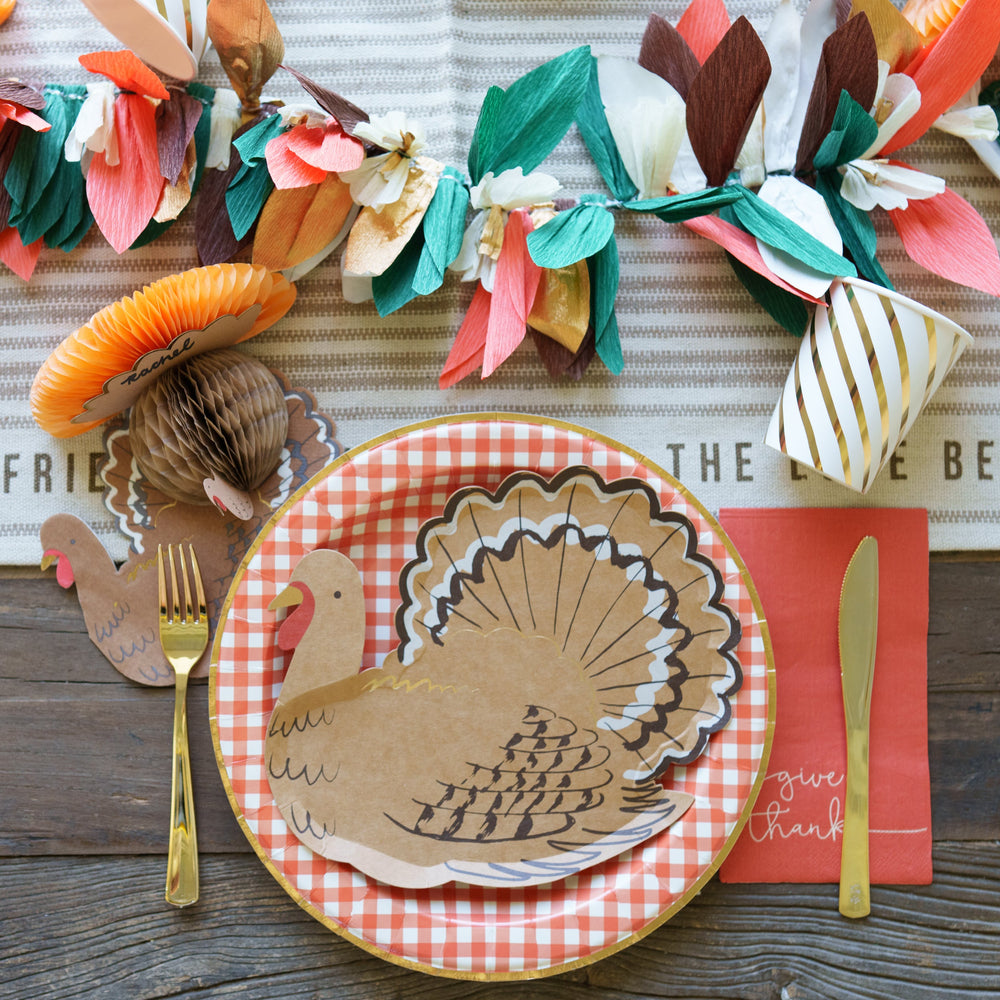 KRAFT TURKEY PLATES Meri Meri Bonjour Fete - Party Supplies