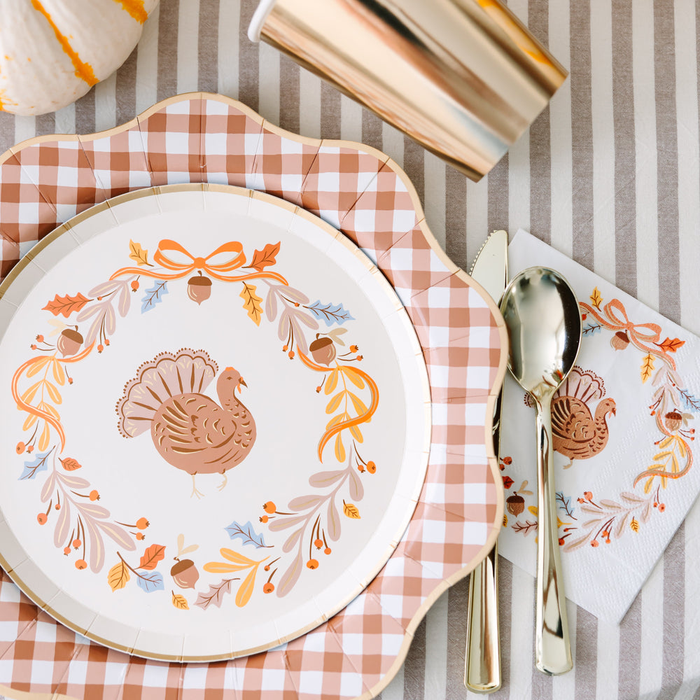 thanksgiving fall turkey tablescape