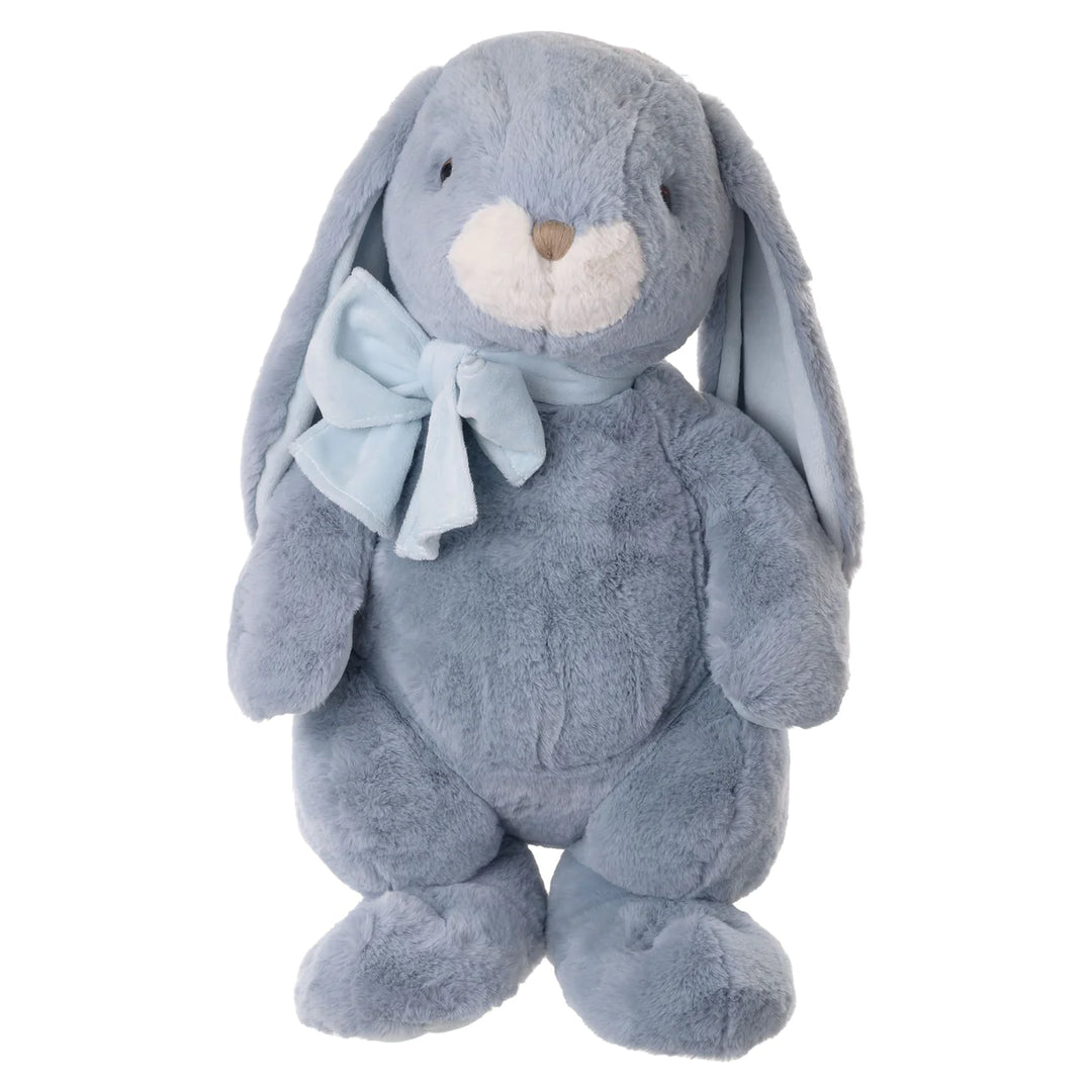 DUSTY BLUE PLUSH BUNNY WITH BOW Bonjour Fete