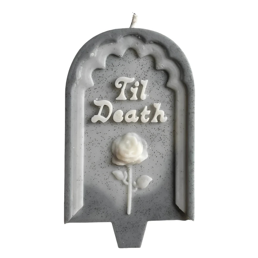 TIL DEATH TOMBSTONE CANDLE Graveyard Wanders Halloween Party Supplies Bonjour Fete - Party Supplies