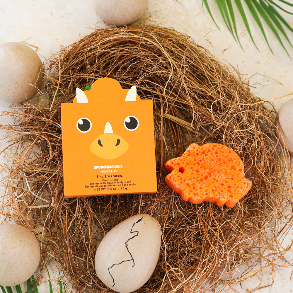 Tina Triceratops | Spongeasaurus Dinosaur Buffer Spongellé Body Wash Infused Buffer Tina Triceratops | Spongeasaurus Dinosaur Buffer Bonjour Fete - Party Supplies
