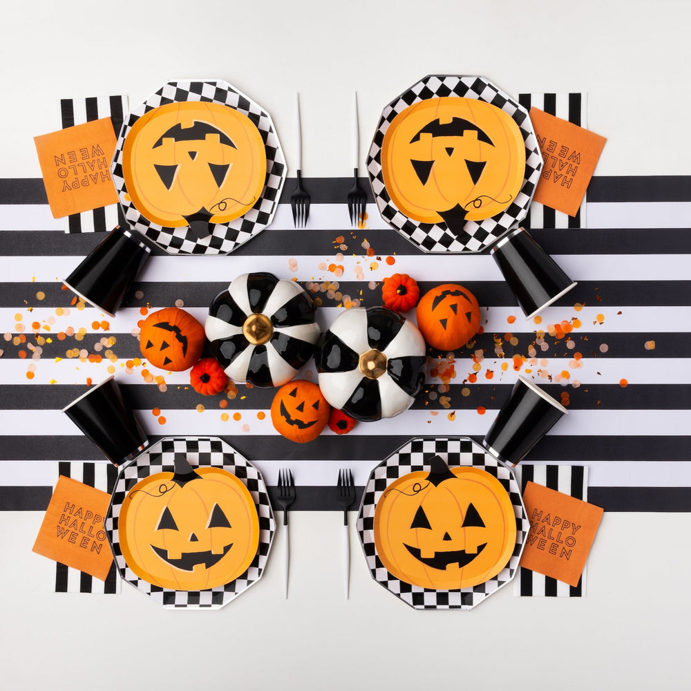 ORANGE JACK-O-LANTERN SMALL PLATES Bonjour Fete Plates ORANGE JACK-O-LANTERN SMALL PLATES Bonjour Fete - Party Supplies