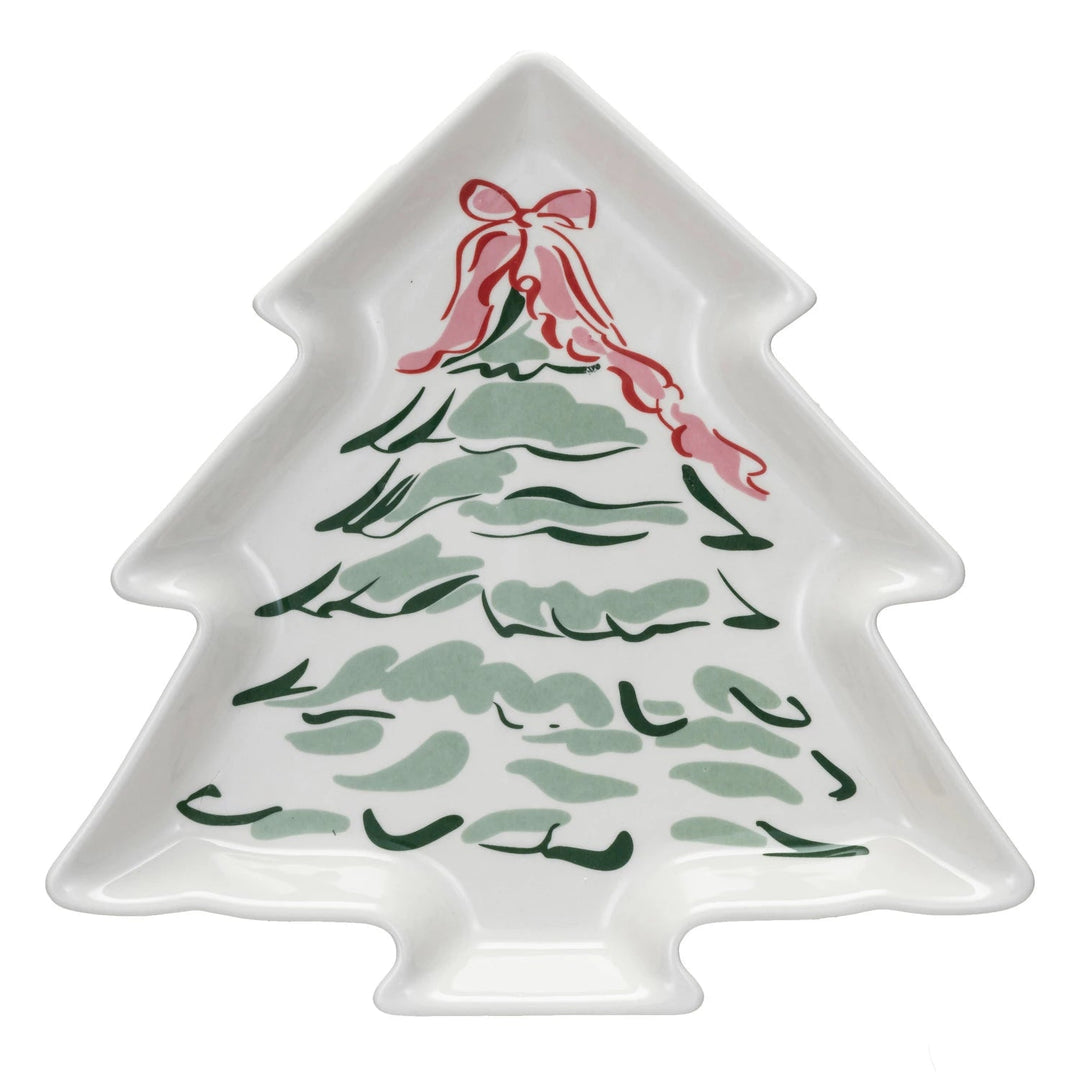 TREE SHAPED SERVING PLATTER Creative Co-op Christmas Holiday Kitchen & Entertaining Bonjour Fete - Party Supplies