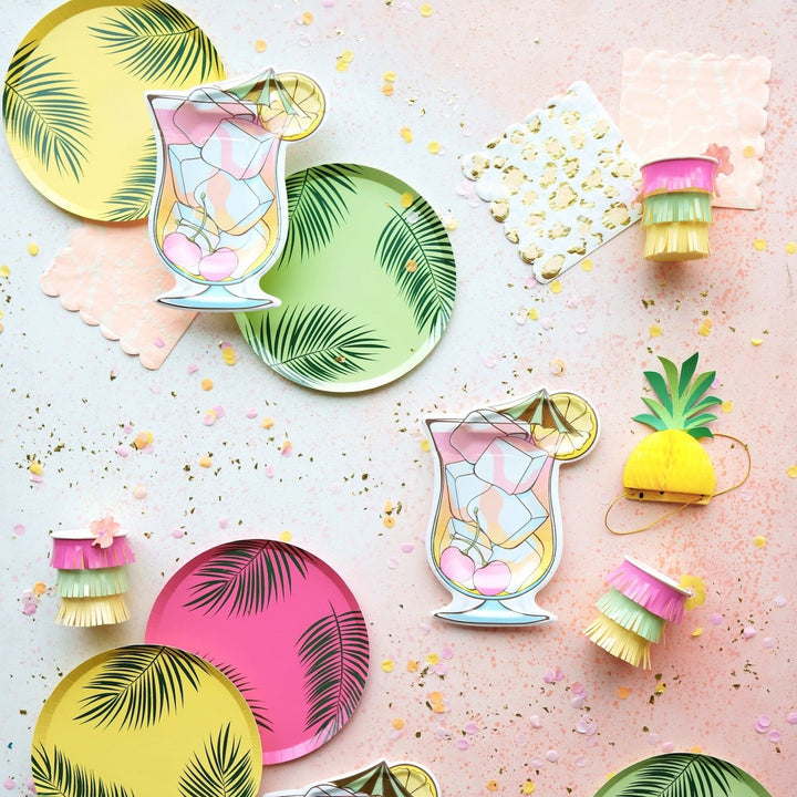 TROPICAL DRINK PLATES Party Partners Plates Bonjour Fete - Party Supplies