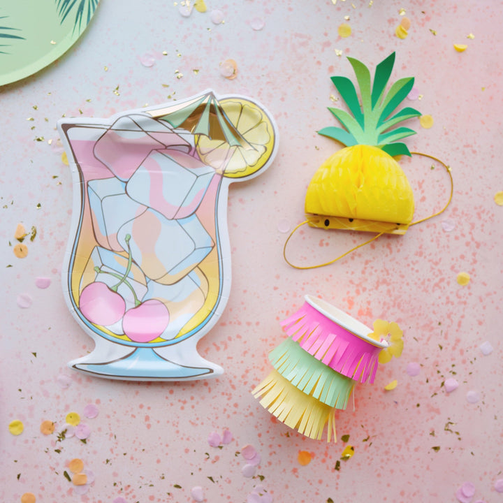 TROPICAL DRINK PLATES Party Partners Plates Bonjour Fete - Party Supplies