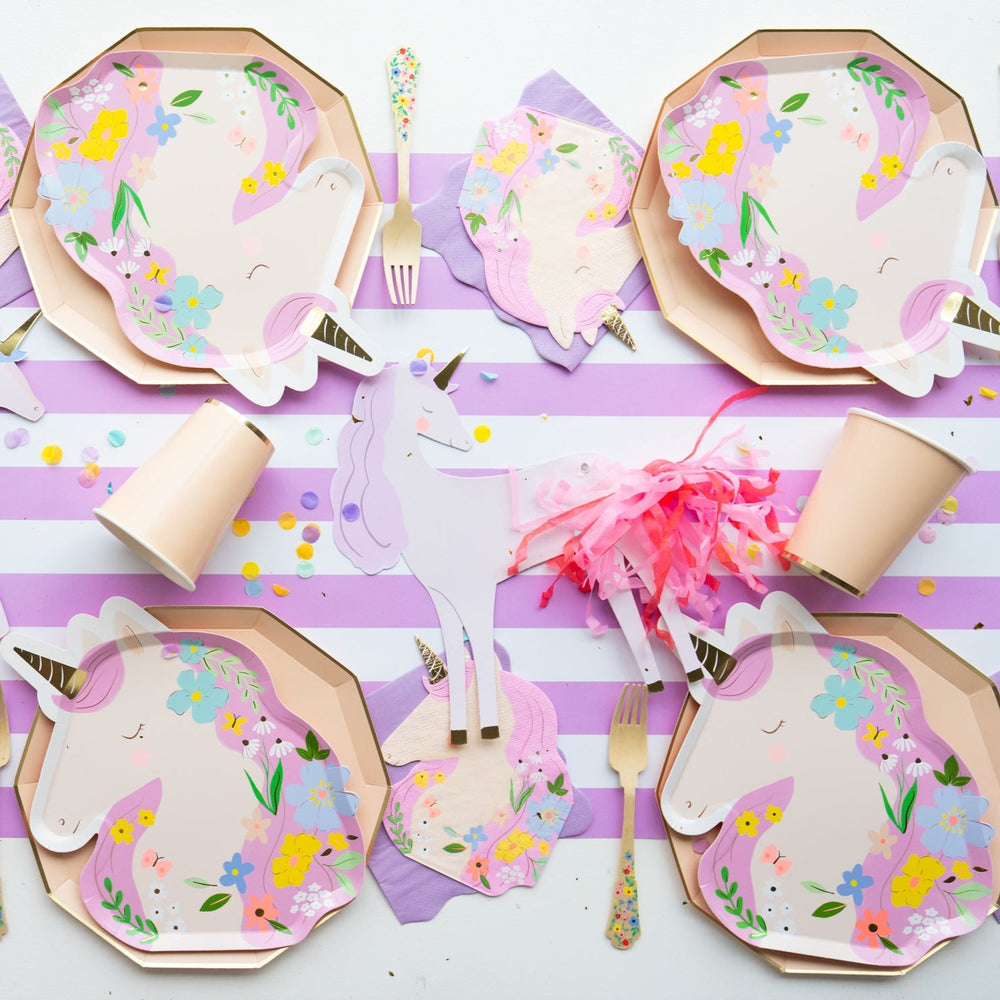 MEADOW UNICORN SHAPED PLATES Meri Meri Plates MEADOW UNICORN SHAPED PLATES Bonjour Fete - Party Supplies