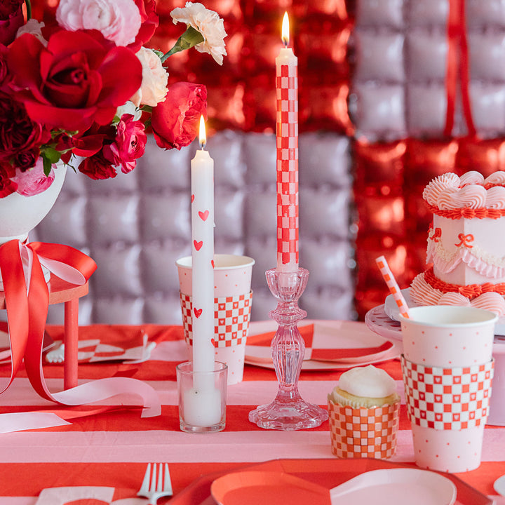 PINK & RED CHECKER HEART BAKING CUPS My Mind’s Eye Valentine's Day Baking Bonjour Fete - Party Supplies