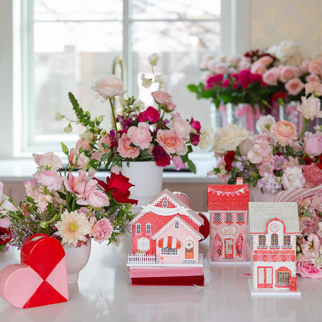 SWEETS SHOPPE VALENTINE VILLAGE HOUSE My Mind’s Eye Valentine's Day Decor SWEETS SHOPPE VALENTINE VILLAGE HOUSE Bonjour Fete - Party Supplies