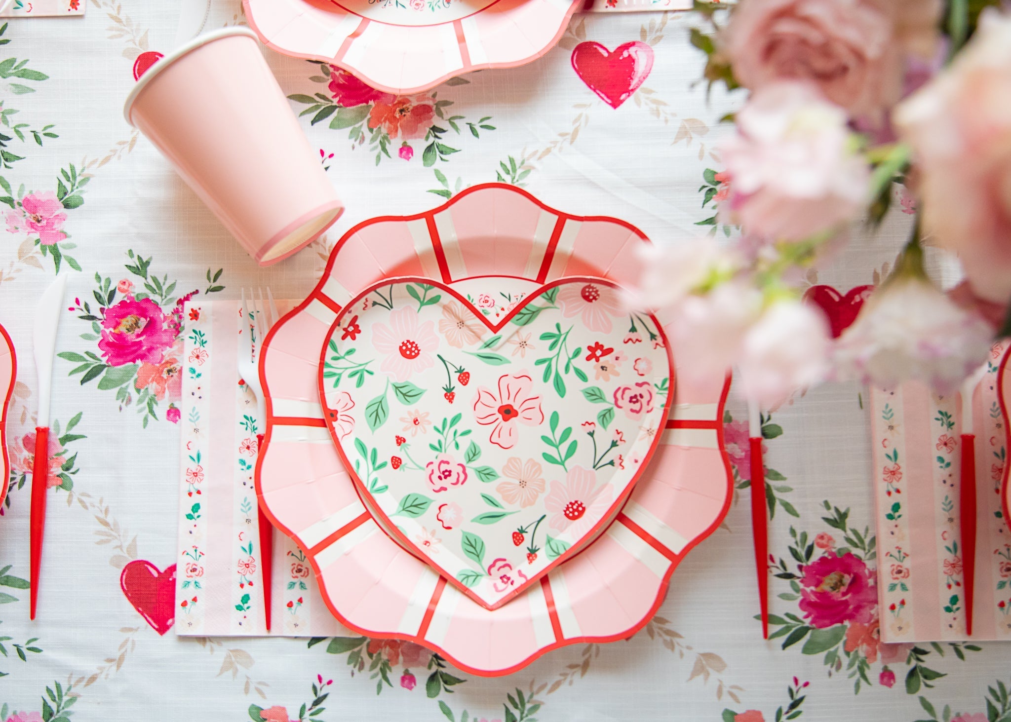 floral valentine's day party supplies