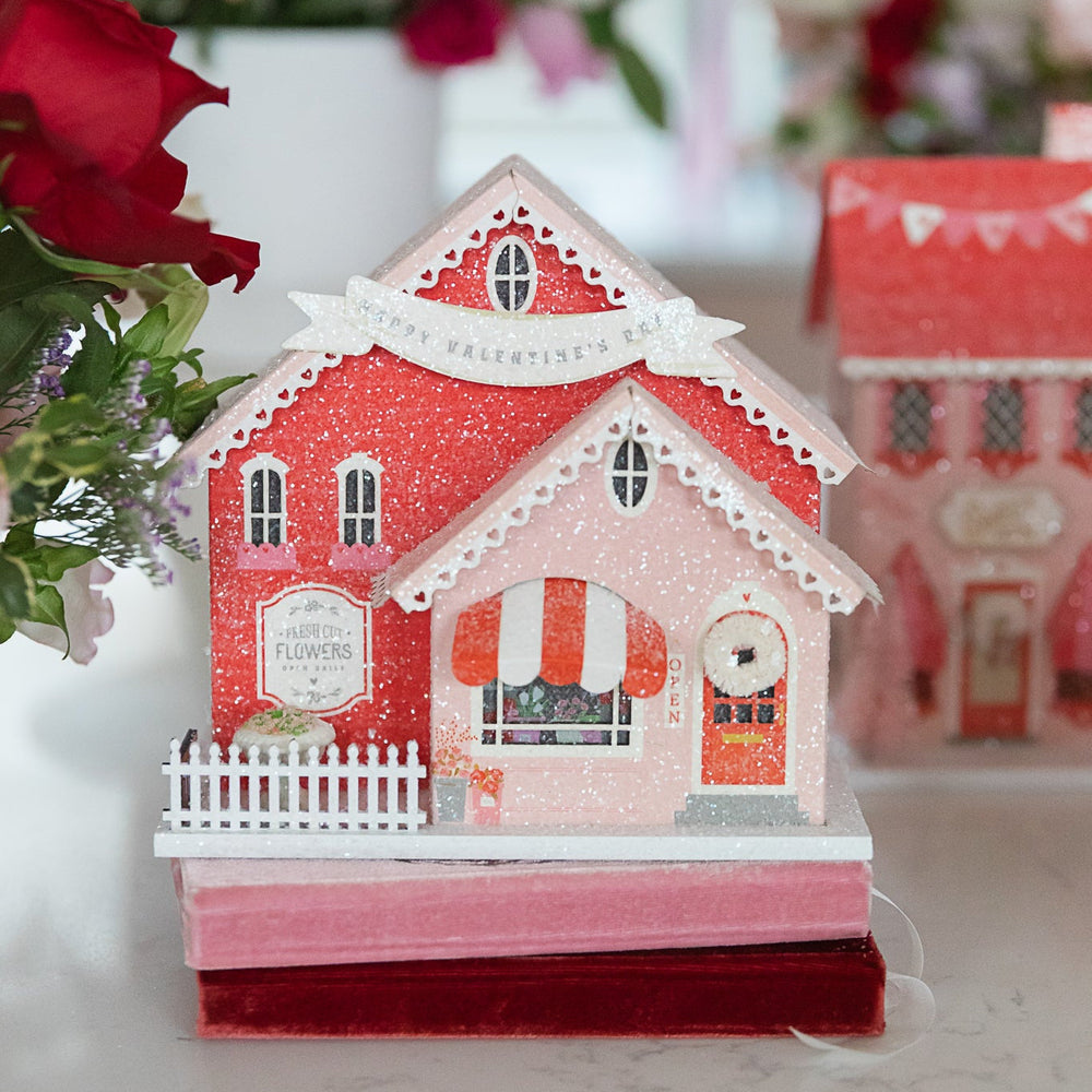 FLOWER SHOP VALENTINE VILLAGE HOUSE My Mind’s Eye Valentine's Day Decor FLOWER SHOP VALENTINE VILLAGE HOUSE Bonjour Fete - Party Supplies