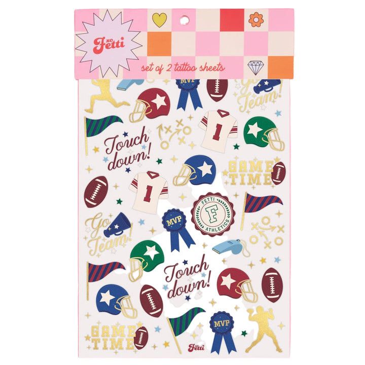 VARSITY FOIL TEMPORARY TATTOOS xo, Fetti Stickers & Temporary Tattoos VARSITY FOIL TEMPORARY TATTOOS Bonjour Fete - Party Supplies
