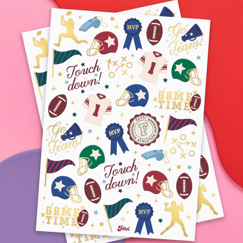 VARSITY FOIL TEMPORARY TATTOOS xo, Fetti Stickers & Temporary Tattoos VARSITY FOIL TEMPORARY TATTOOS Bonjour Fete - Party Supplies