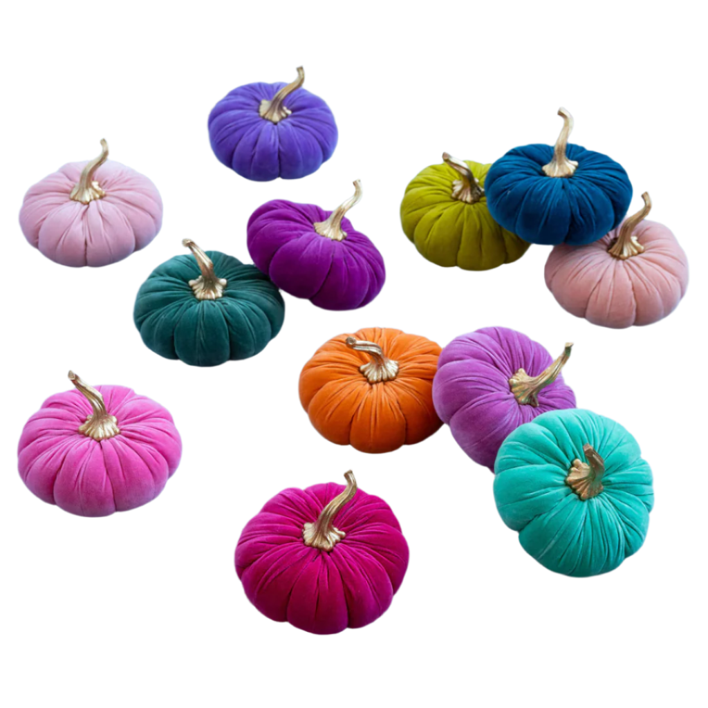 VELVET RAINBOW PUMPKIN BY GLITTERVILLE Glitterville Halloween Home Decor VELVET RAINBOW PUMPKIN BY GLITTERVILLE Bonjour Fete - Party Supplies