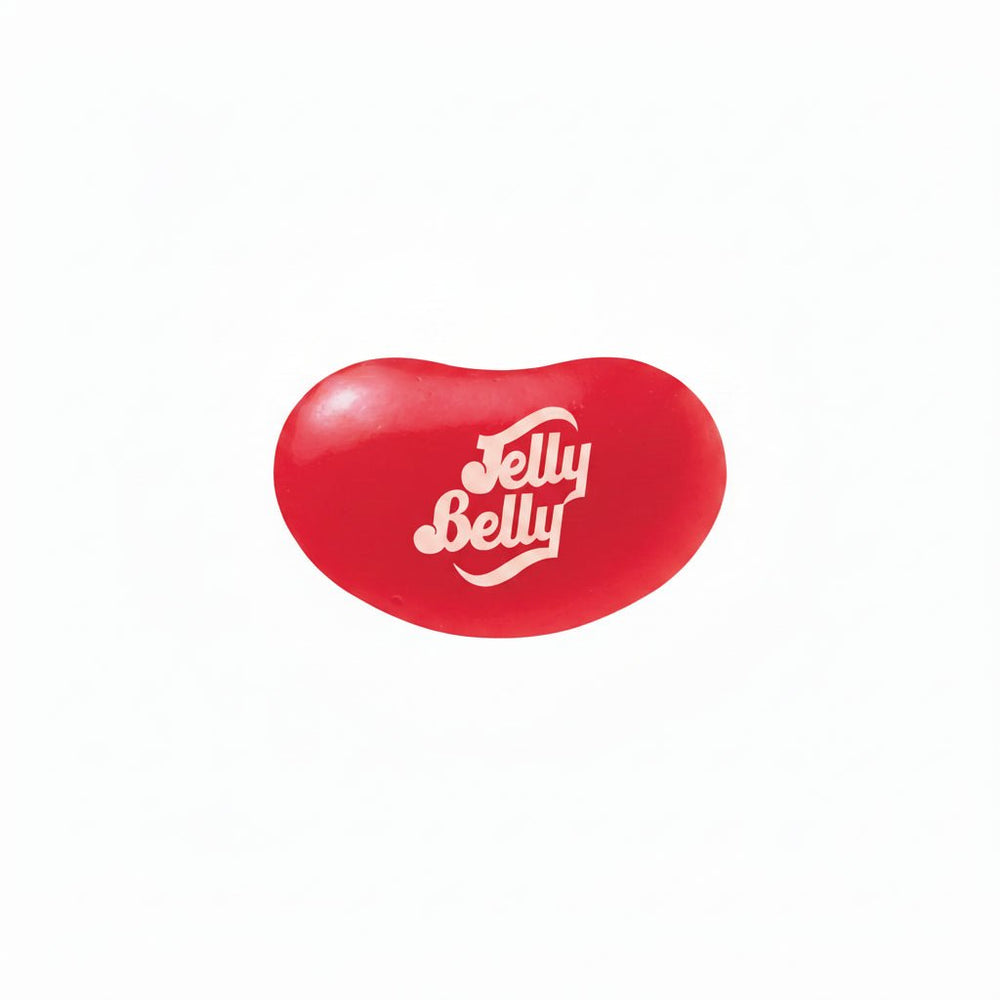 A red jelly bean-shaped product with the white 'Jelly Belly' logo printed across the center, isolated on a white background.