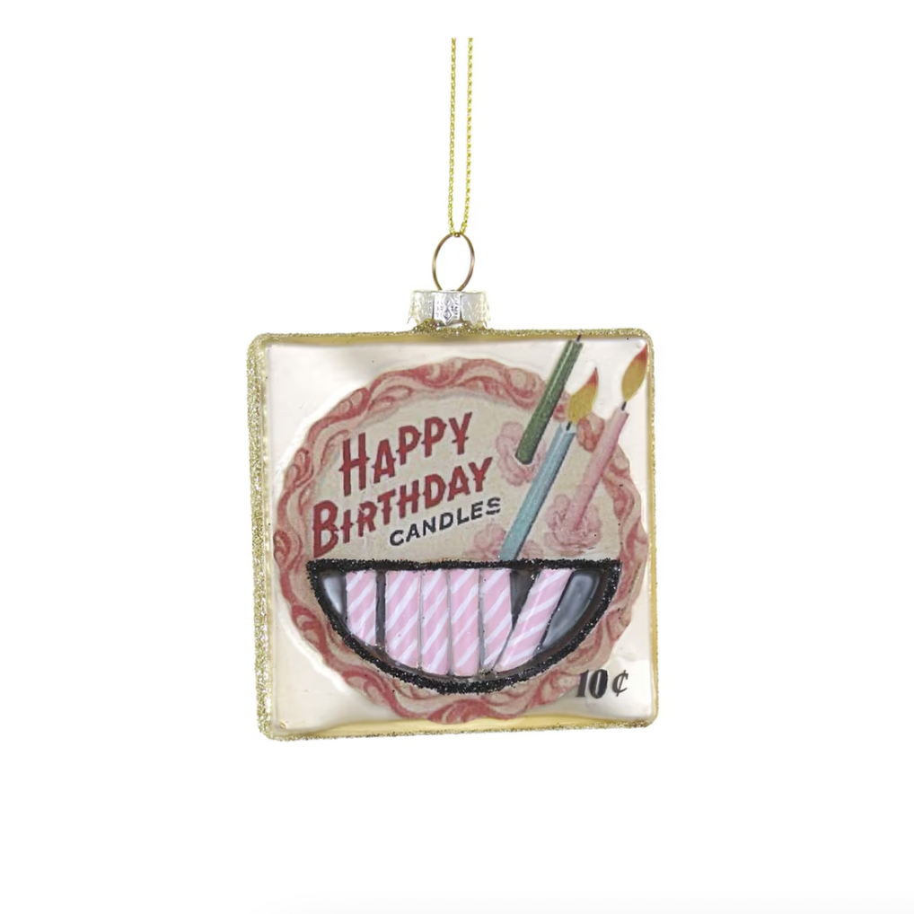 VINTAGE BIRTHDAY CANDLES GLASS ORNAMENT BY CODY FOSTER Cody Foster Co. Christmas Ornament Bonjour Fete - Party Supplies