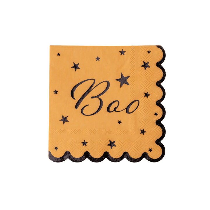 Vintage Halloween Boo cocktail napkins, set of 20, folded to 5 inches for a Halloween drinks table