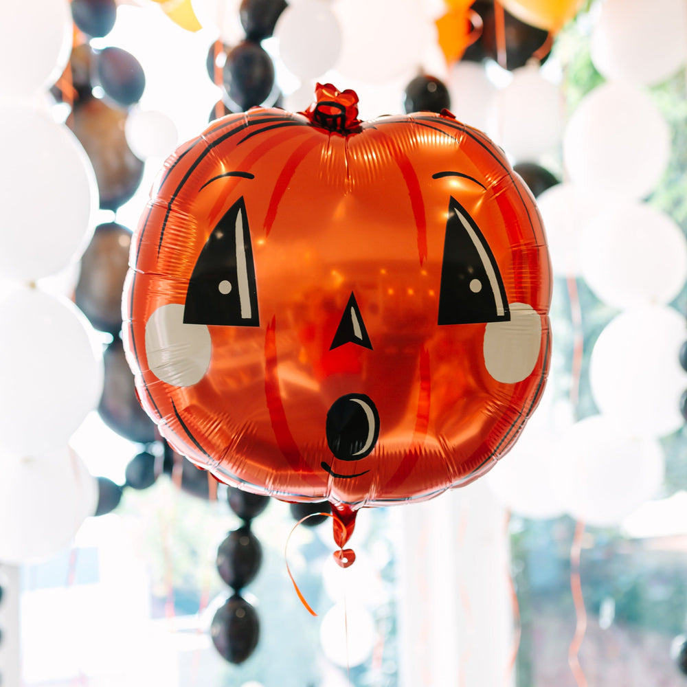 VINTAGE HALLOWEEN PUMPKIN MYLAR BALLOON My Mind’s Eye 0 Faire Bonjour Fete - Party Supplies