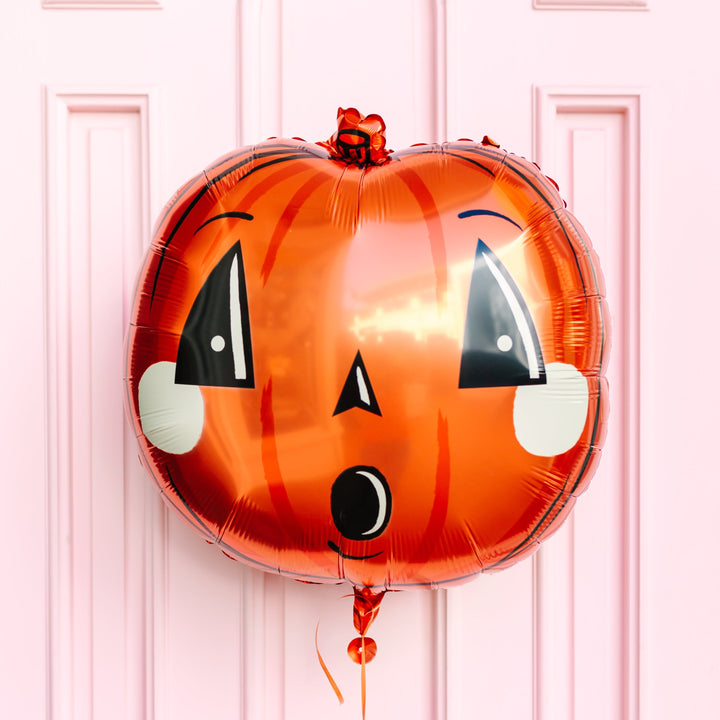 VINTAGE HALLOWEEN PUMPKIN MYLAR BALLOON My Mind’s Eye 0 Faire Bonjour Fete - Party Supplies