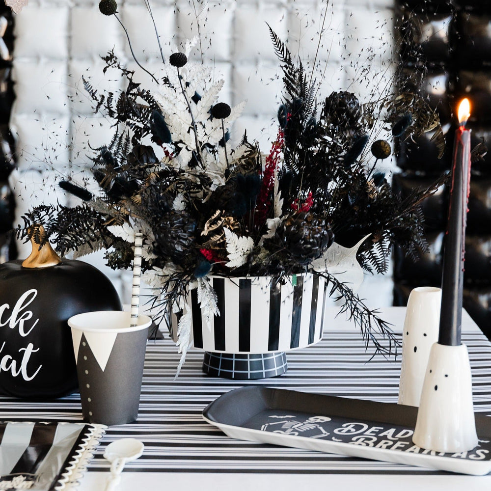 BLACK & WHITE CERAMIC POTS Accent Decor Halloween Home Decor Bonjour Fete - Party Supplies