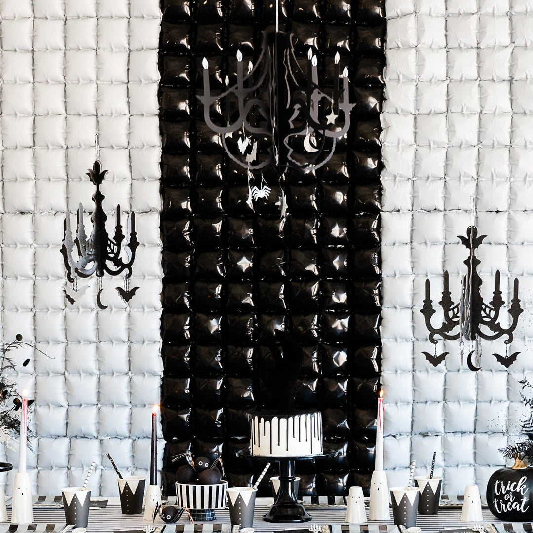 BLACK GLITTERED HALLOWEEN CHANDELIER My Mind’s Eye 0 Faire Bonjour Fete - Party Supplies