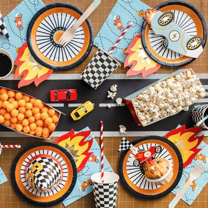 Wheel With Flames Shaped Plates Bonjour Fete Party Supplies Vehicles Party